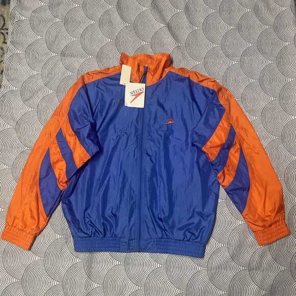 Vtg Speedo Full Zip Lined Windbreaker Track Jacket Colorblock Men Medium NWT $85
